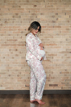 Lirios Rosa - Camisa Manga Larga y Pantalon Maternidad READY TO SHIP
