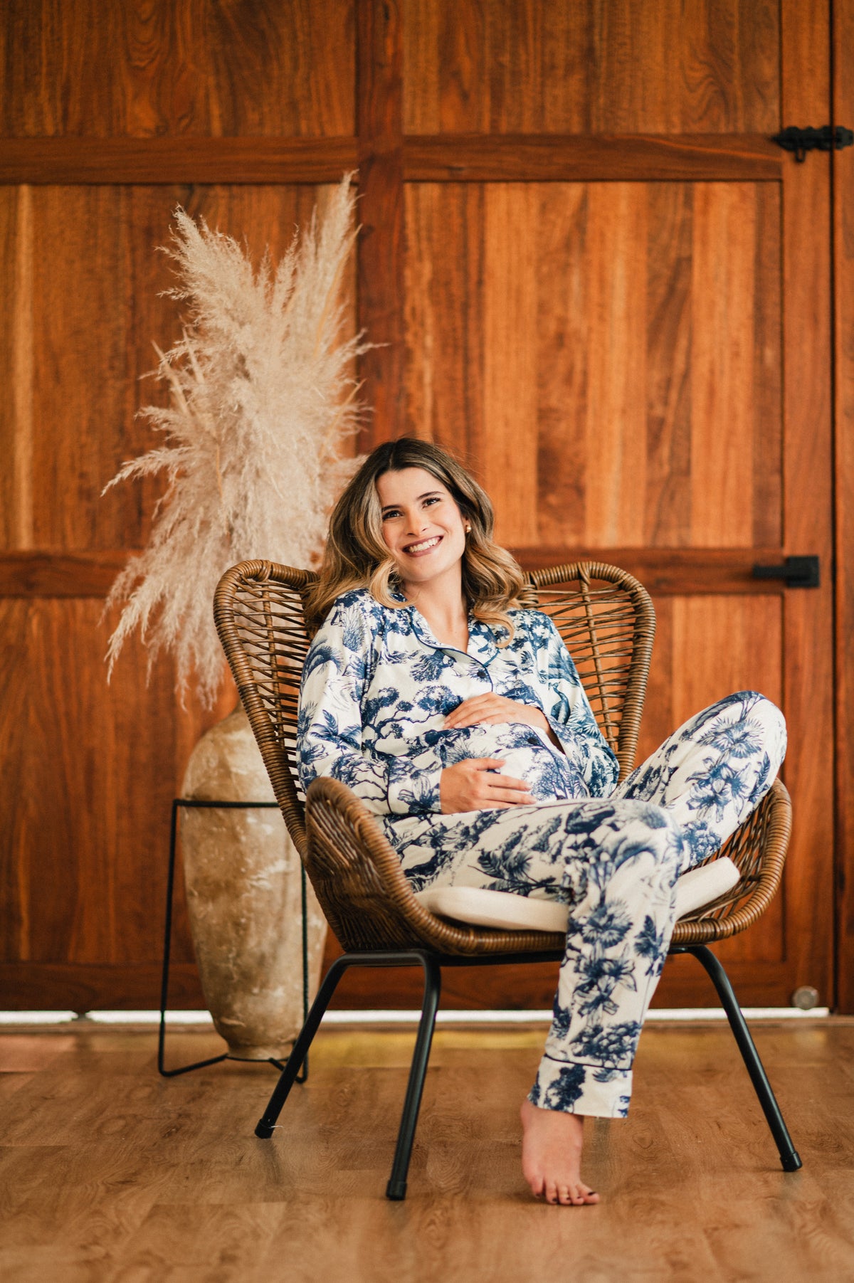 Selva Africana Azul - Camisa Manga Larga y Pantalon Maternidad READY TO SHIP