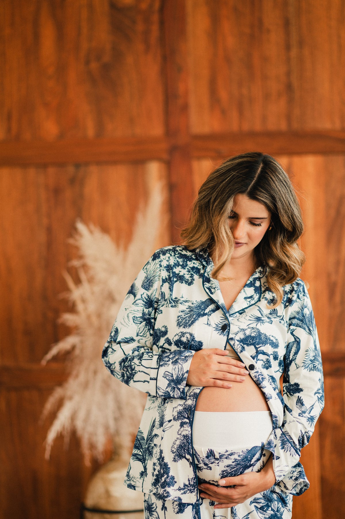 Selva Africana Azul - Camisa Manga Larga y Pantalon Maternidad READY TO SHIP
